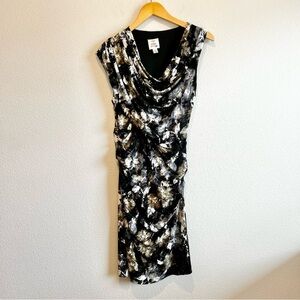 Suzi Chin Maggy Boutique Dress 8 Gray Abstract Asymmetrical Hem Avant Garde